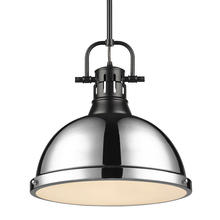 Golden 3604-L BLK-CH - Duncan Large Pendant with Rod