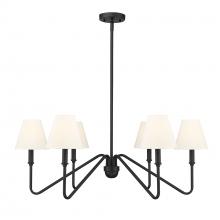 Golden 3690-6 NB-IL - Kennedy 6 Light Chandelier in Natural Black with Ivory Linen Shade