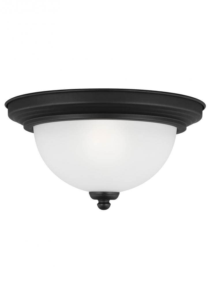 Geary transitional 1-light indoor dimmable ceiling flush mount fixture in midnight black finish with