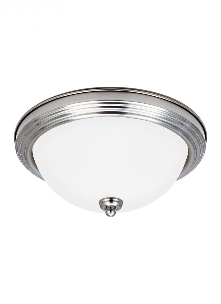 Geary transitional 1-light indoor dimmable ceiling flush mount fixture in brushed nickel silver fini