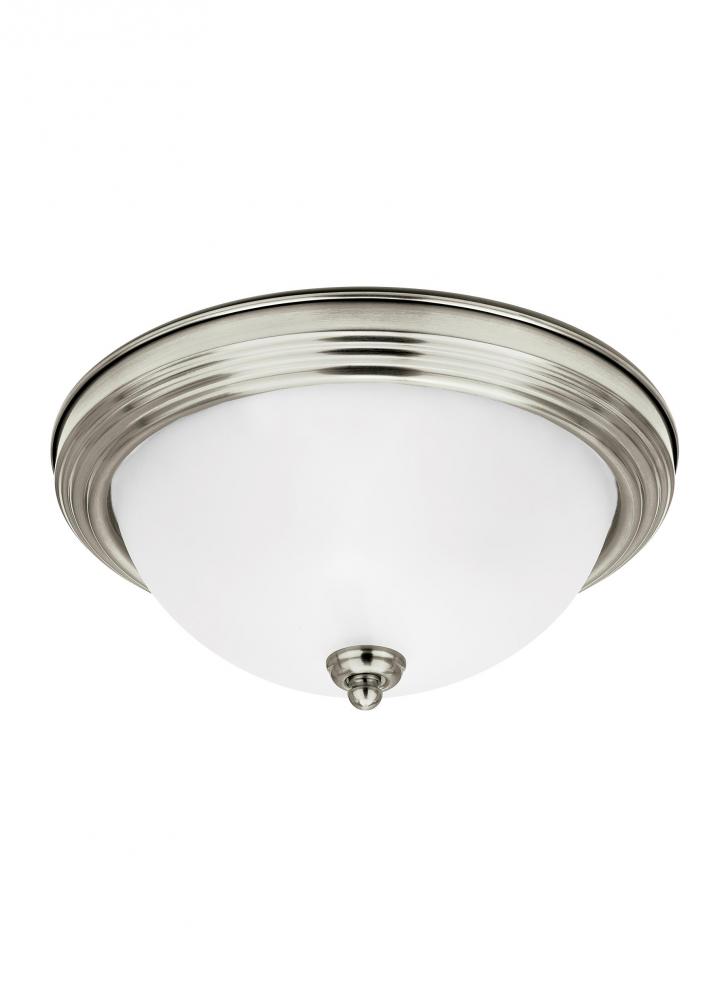 Geary transitional 1-light LED indoor dimmable ceiling flush mount fixture in brushed nickel silver