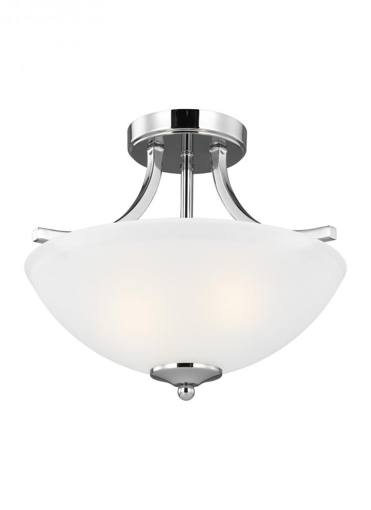 Geary traditional indoor dimmable small 2-light chrome finish semi-flush convertible pendant with a