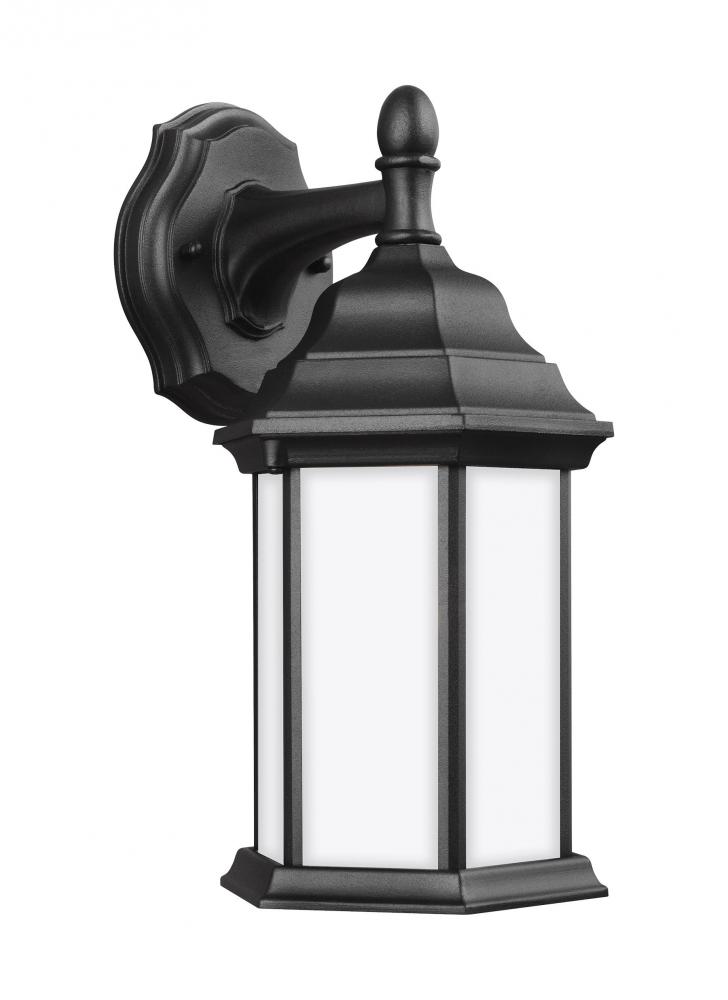 Sevier traditional 1-light outdoor exterior small downlight outdoor wall lantern sconce in black fin