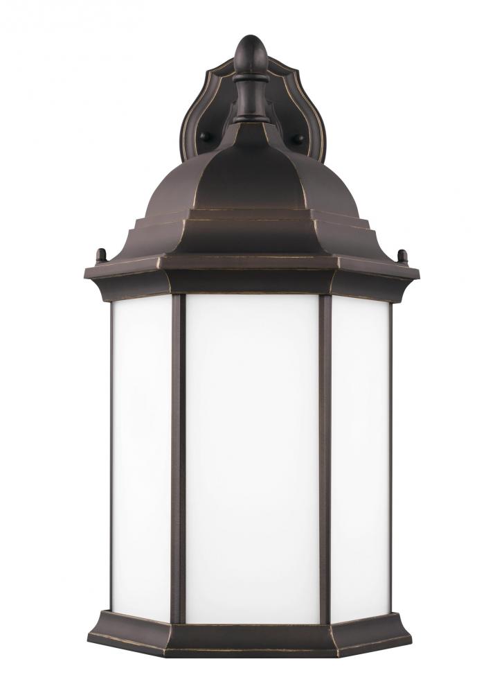 Sevier traditional 1-light outdoor exterior large downlight outdoor wall lantern sconce in antique b