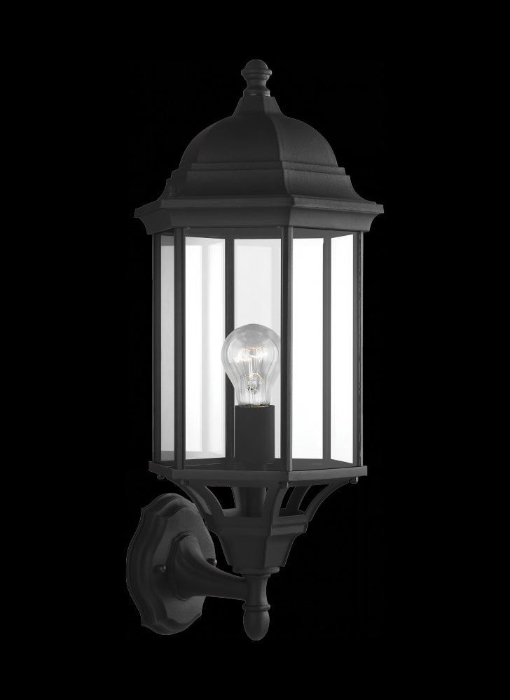 Sevier traditional 1-light outdoor exterior large uplight outdoor wall lantern sconce in black finis