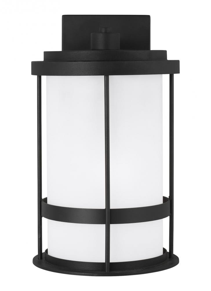 Wilburn modern 1-light outdoor exterior Dark Sky compliant medium wall lantern sconce in black finis