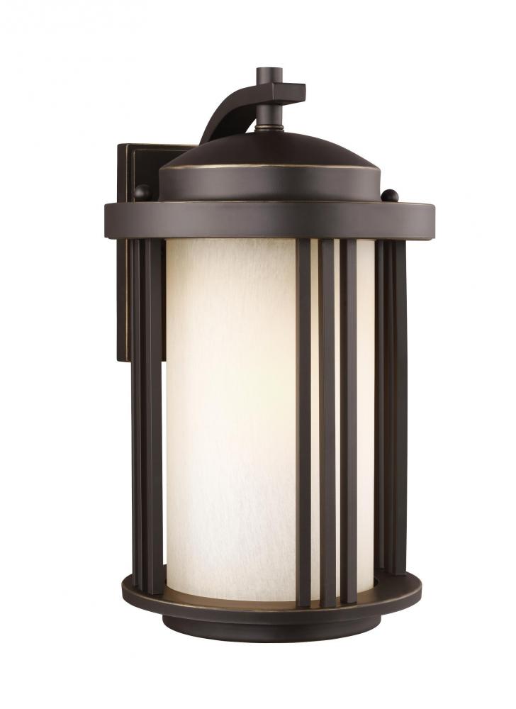 Crowell contemporary 1-light LED outdoor exterior medium wall lantern sconce in antique bronze finis