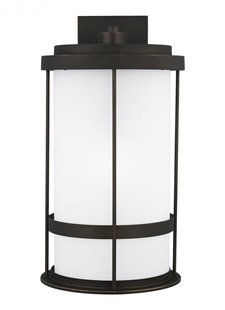 Wilburn modern 1-light LED outdoor exterior Dark Sky compliant extra large wall lantern sconce in an