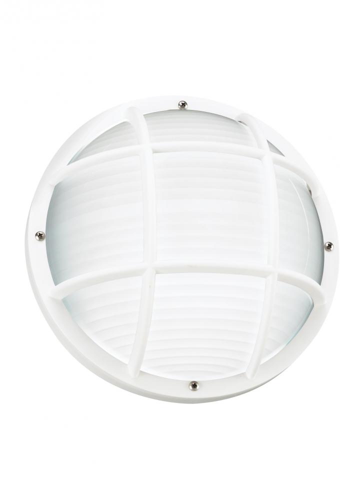 Bayside traditional 1-light outdoor exterior wall or ceiling mount in white finish with polycarbonat