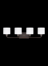 Generation Lighting 4428804-710 - Canfield modern 4-light indoor dimmable bath vanity wall sconce in bronze finish with etched white i