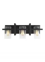 Generation Lighting 4441503-112 - Mitte transitional 3-light indoor dimmable bath vanity wall sconce in midnight black finish with cle