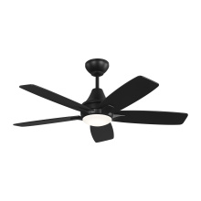 Generation Lighting 5LWDR44MBKD - Lowden 44 LED Ceiling Fan in Midnight Black with Midnight Black / American Walnut Reversible Blades