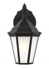 Generation Lighting 89937-12 - Bakersville traditional 1-light outdoor exterior small wall lantern sconce in black finish with sati