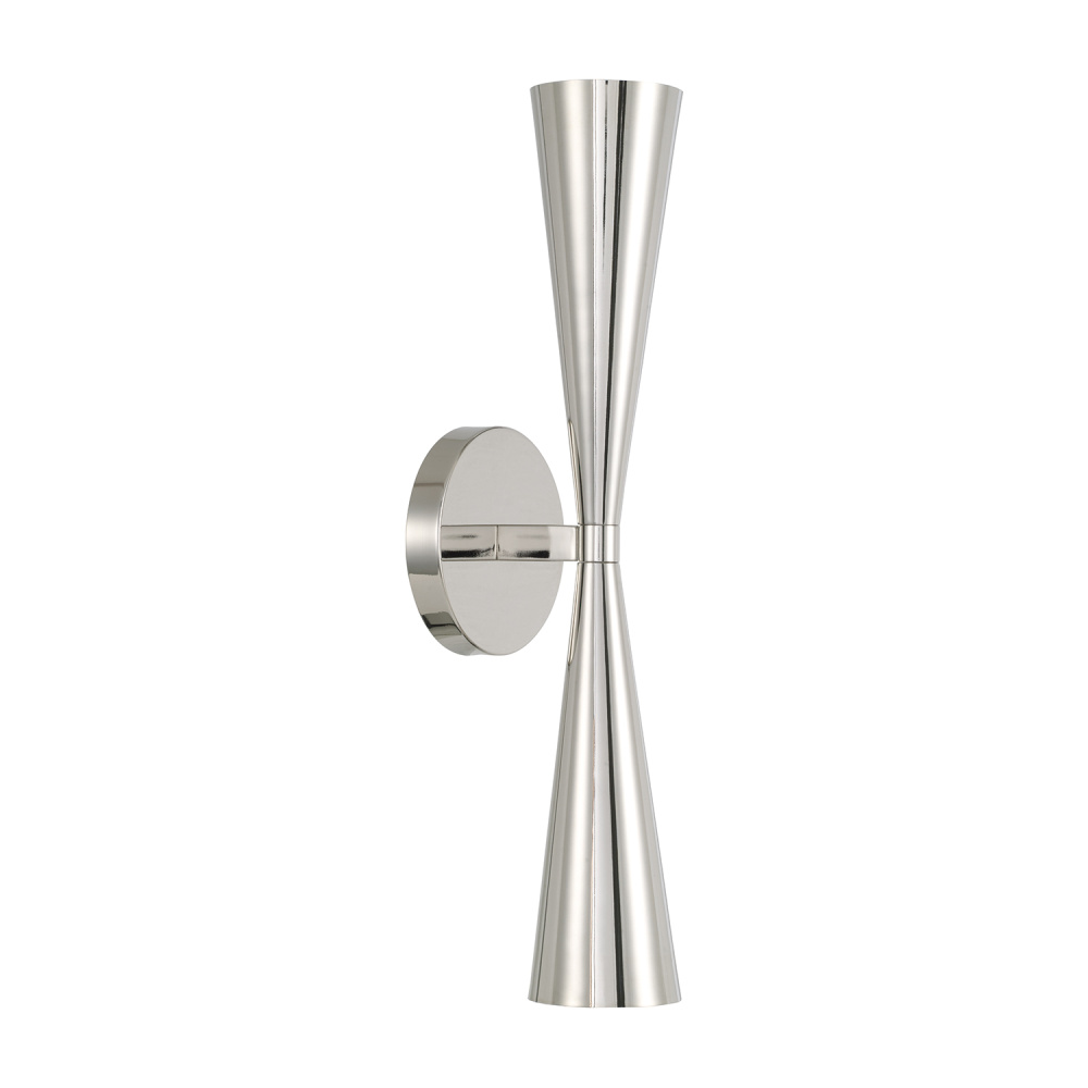 5" W x 19.25" H 2-Light Modern Tapered Dual Sconce in Polished Nickel