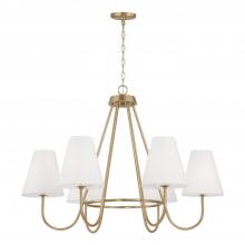 Capital 452761MA - 6-Light Chandelier in Matte Brass with Tapered White Fabric Shades and Glass Diffusers