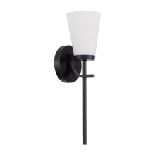 Capital 661011MB-660 - 5" W x 17" H 1-Light Wallchiere Sconce in Matte Black with Tapered Soft White Glass
