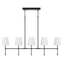 Capital 860751MBG-717 - 48" W x 18.75" H 5-Light Linear Chandelier in Matte Black with Textured Hammered Gold Tails