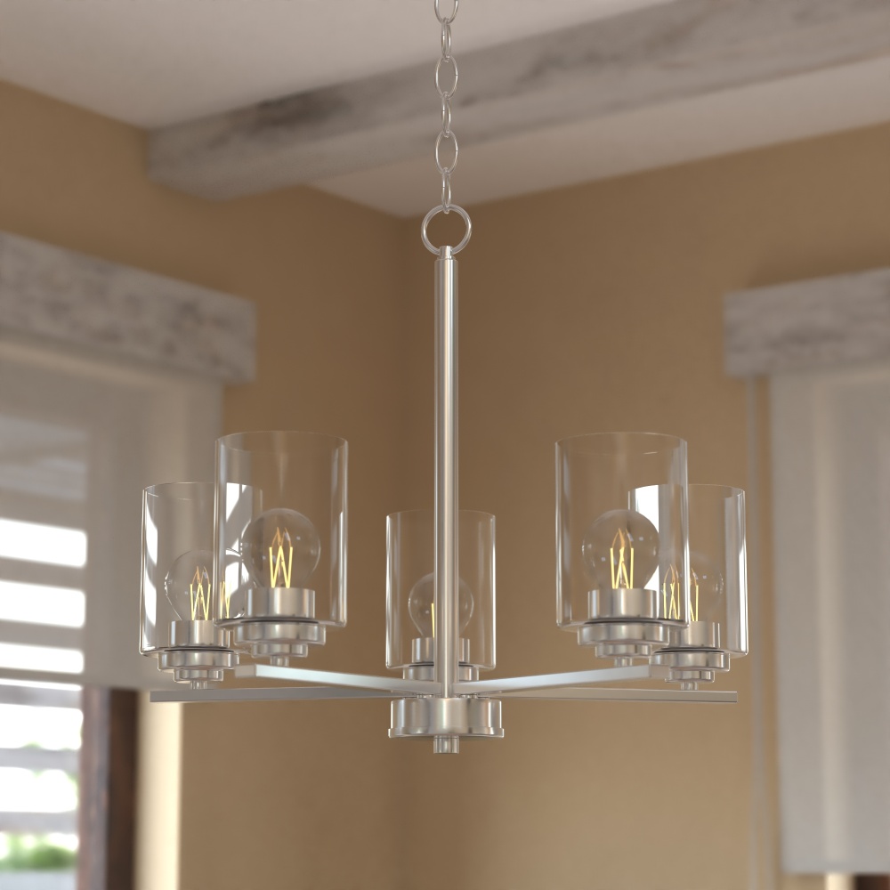 Park Ridge 21-in. W 5 Light Chandelier Satin Nickel
