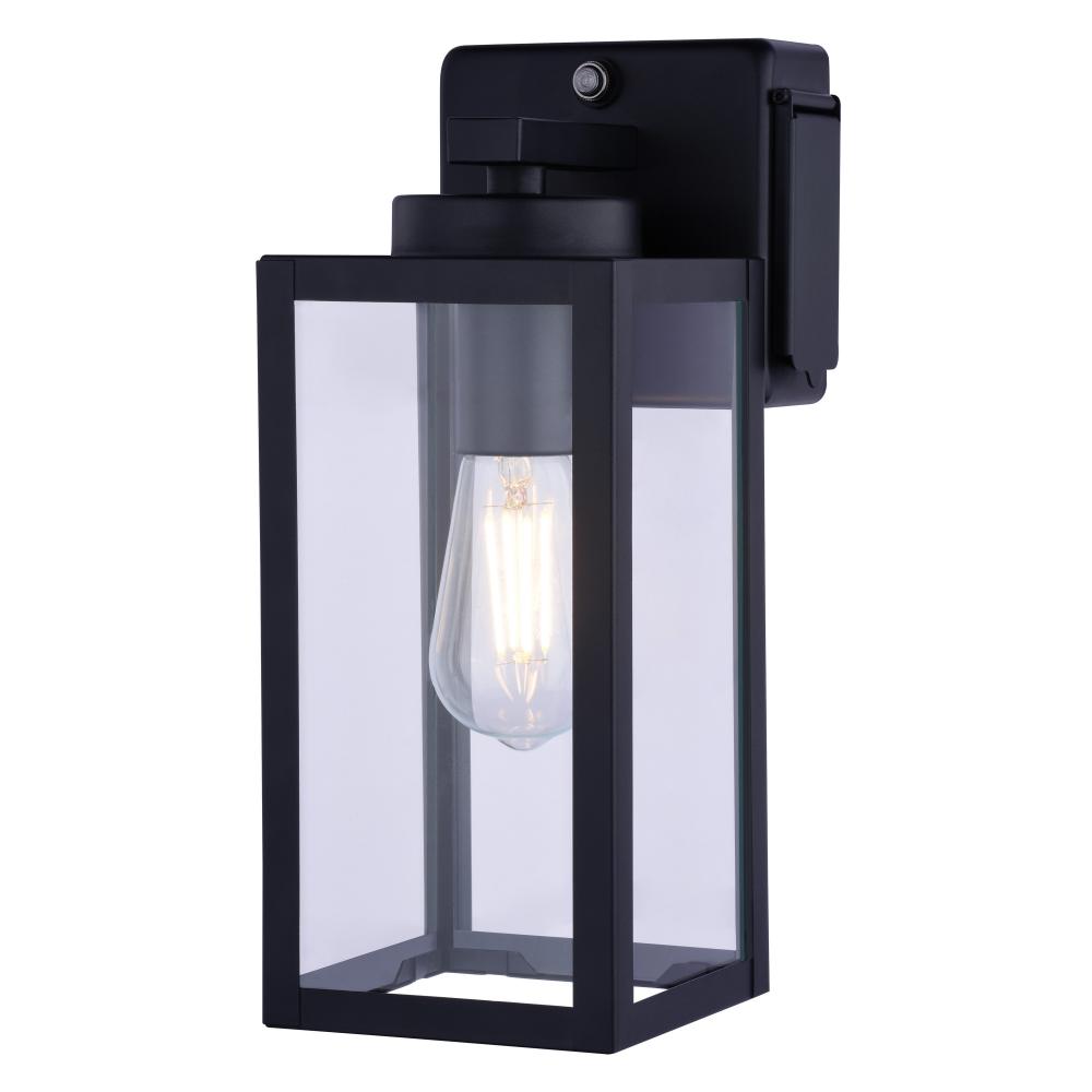 Lombard 5-in. Outdoor Wall Light with GFCI Outlet Textured Black