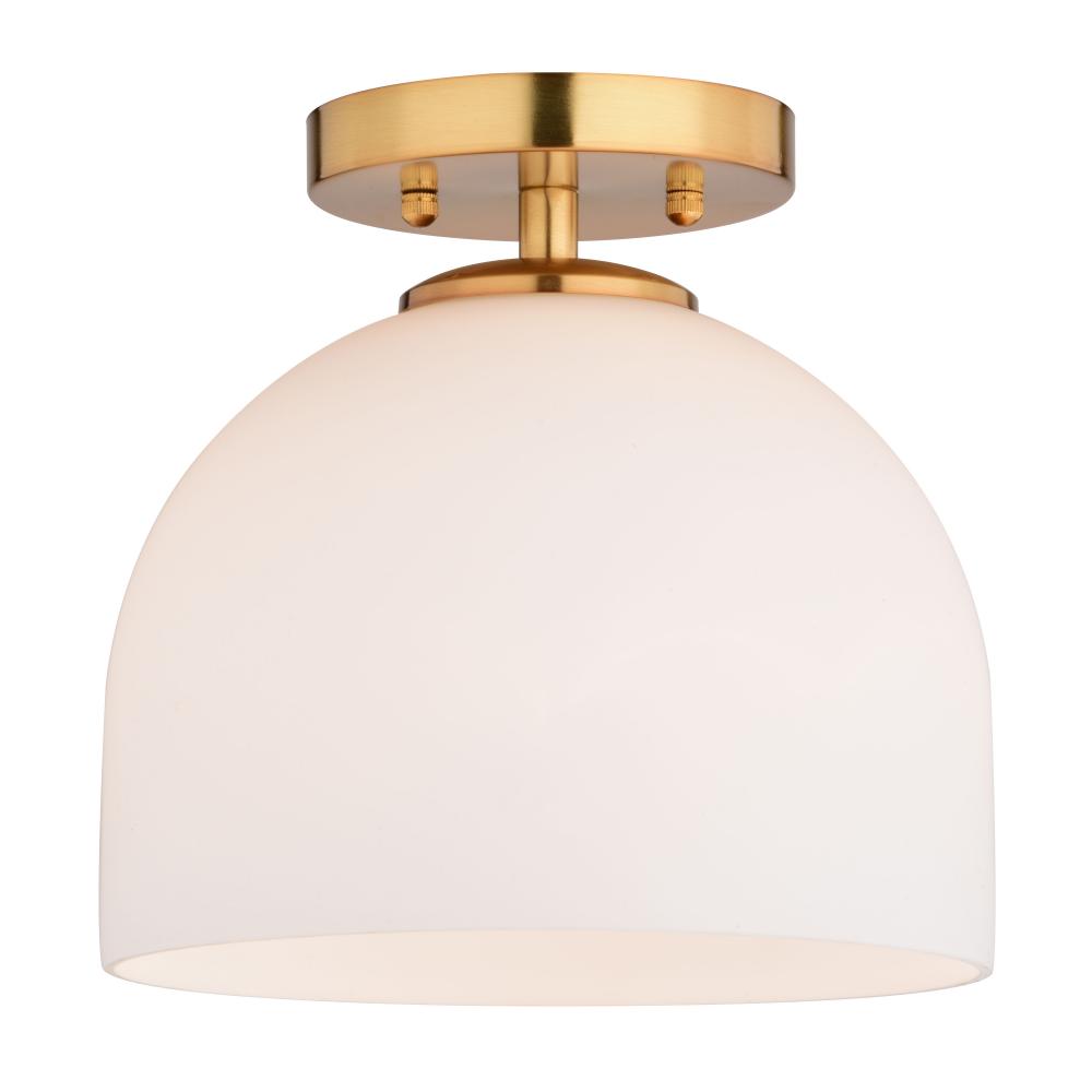 Shelby 9.25-in. W 1 Light Semi-Flush Mount Natural Brass