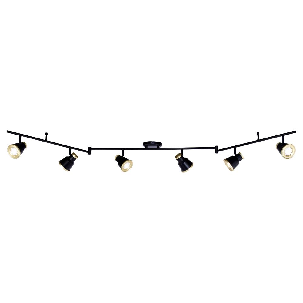 Fairhaven 6L LED Swing Directional Ceiling Light Textured Black and Natural Brass