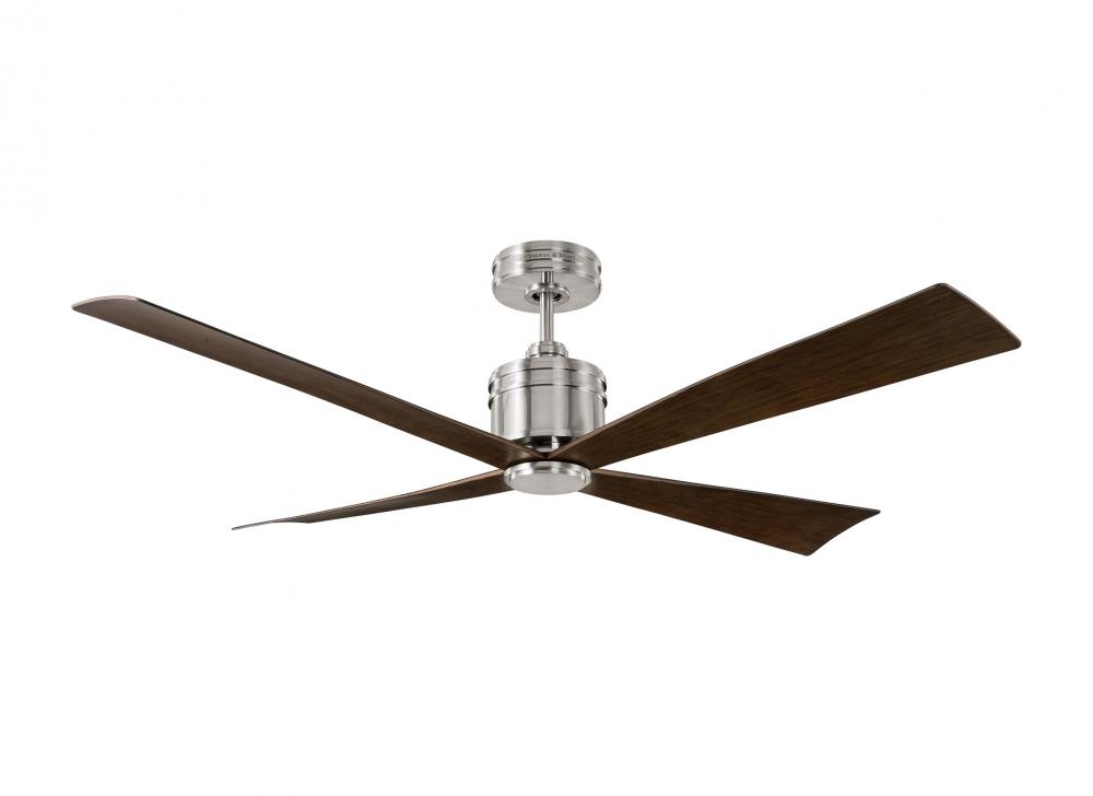 Launceton 56-inch indoor/outdoor Energy Star ceiling fan in brushed steel silver finish