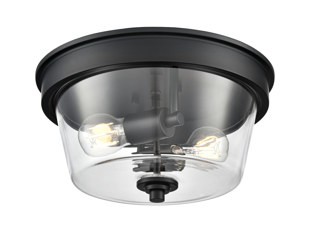Strayhan 13" 2-Light Flush Mount - Matte Black