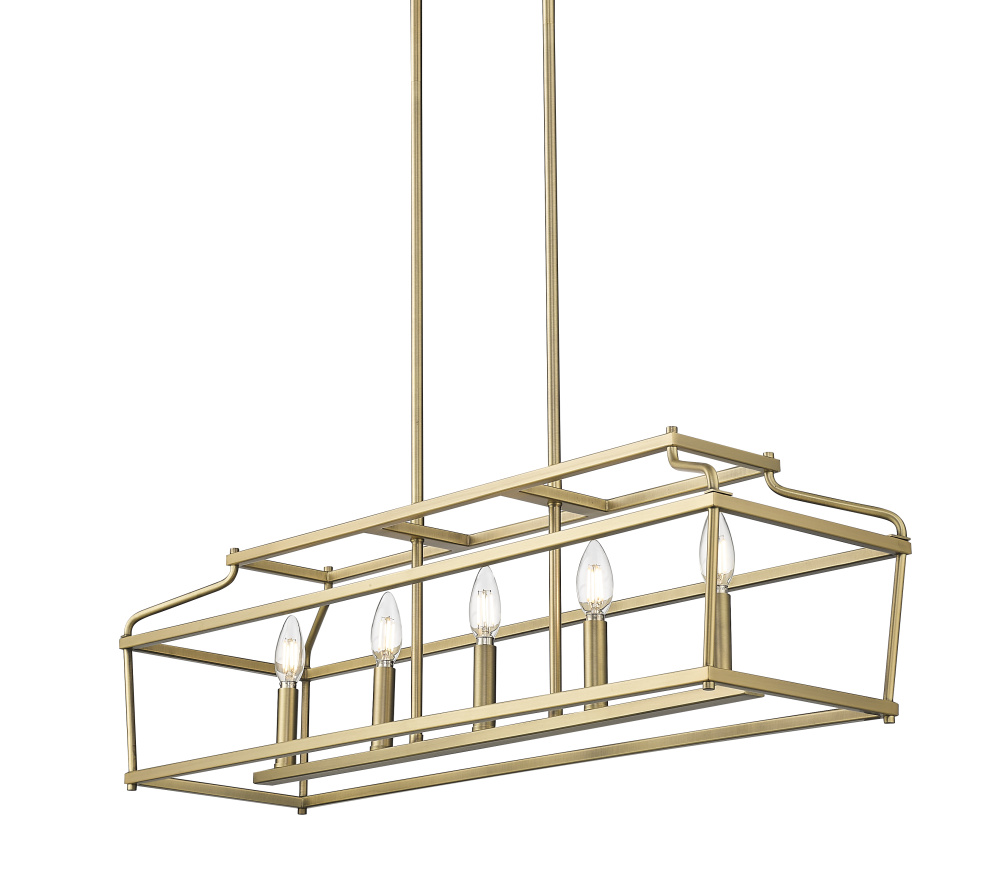 Nellita 34" Wide 5-Light Island - Vintage Brass