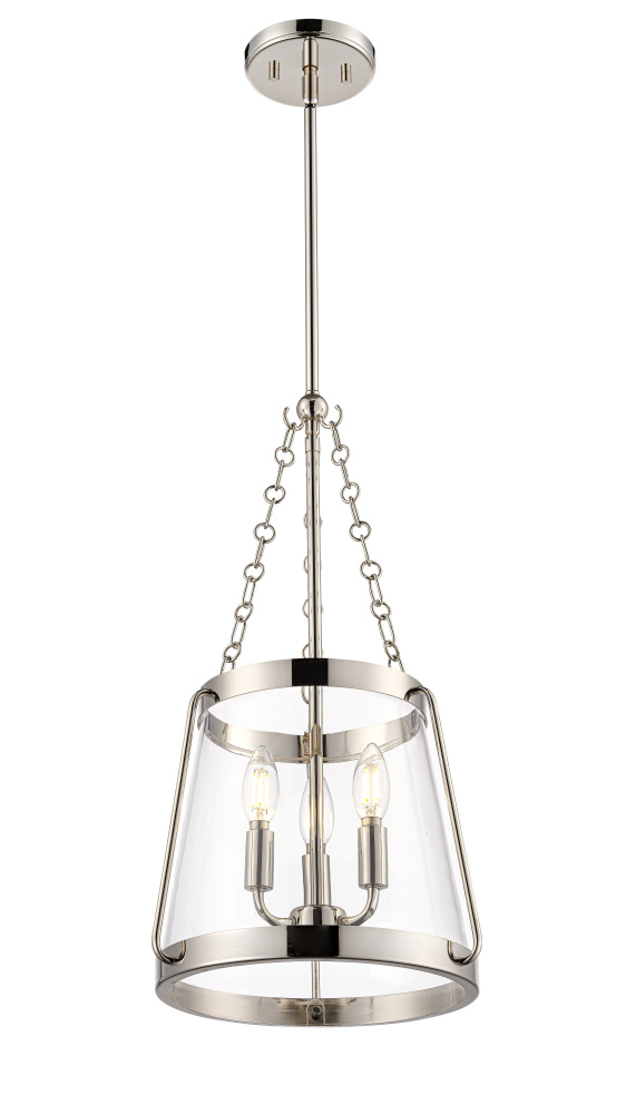 Adabella 11.75" 3-Light Pendant - Polished Nickel