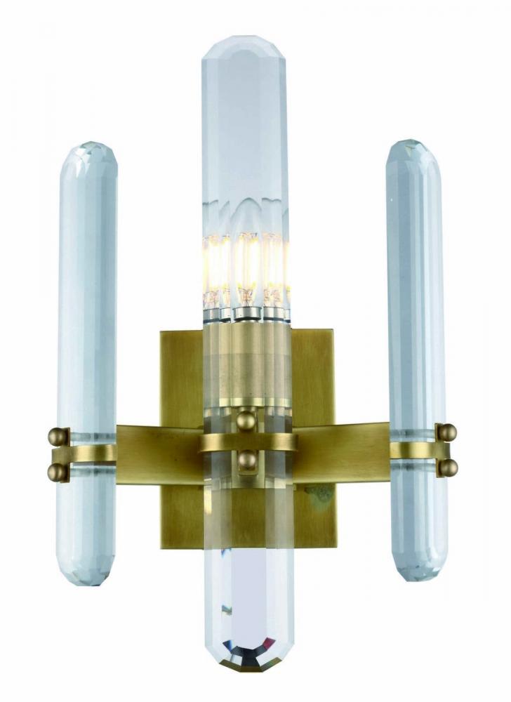 Lincoln 1 Light Burnished Brass Wall Sconce Clear Royal Cut Crystal