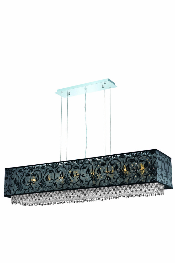 1591 Moda Collection Hanging Fixture w/ SH-1O48B Black Fabric Shade L48.5in W12.5in H11in Lt:8 Chrom