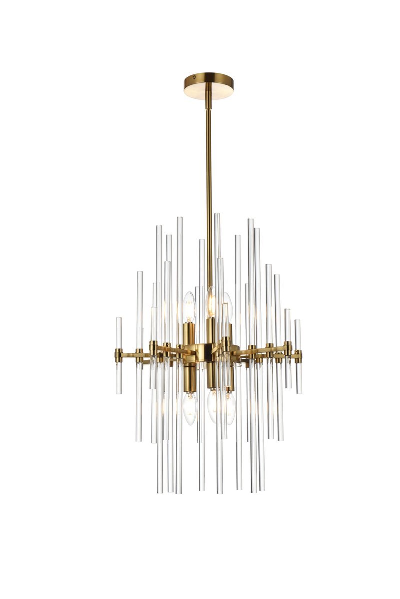 Sienna 17 Inch Crystal Rod Pendant in Gold