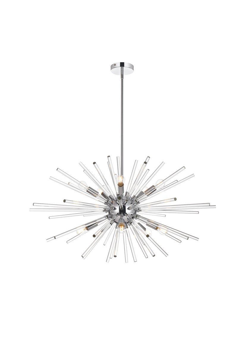 Sienna 32 Inch Crystal Rod Pendant in Chrome