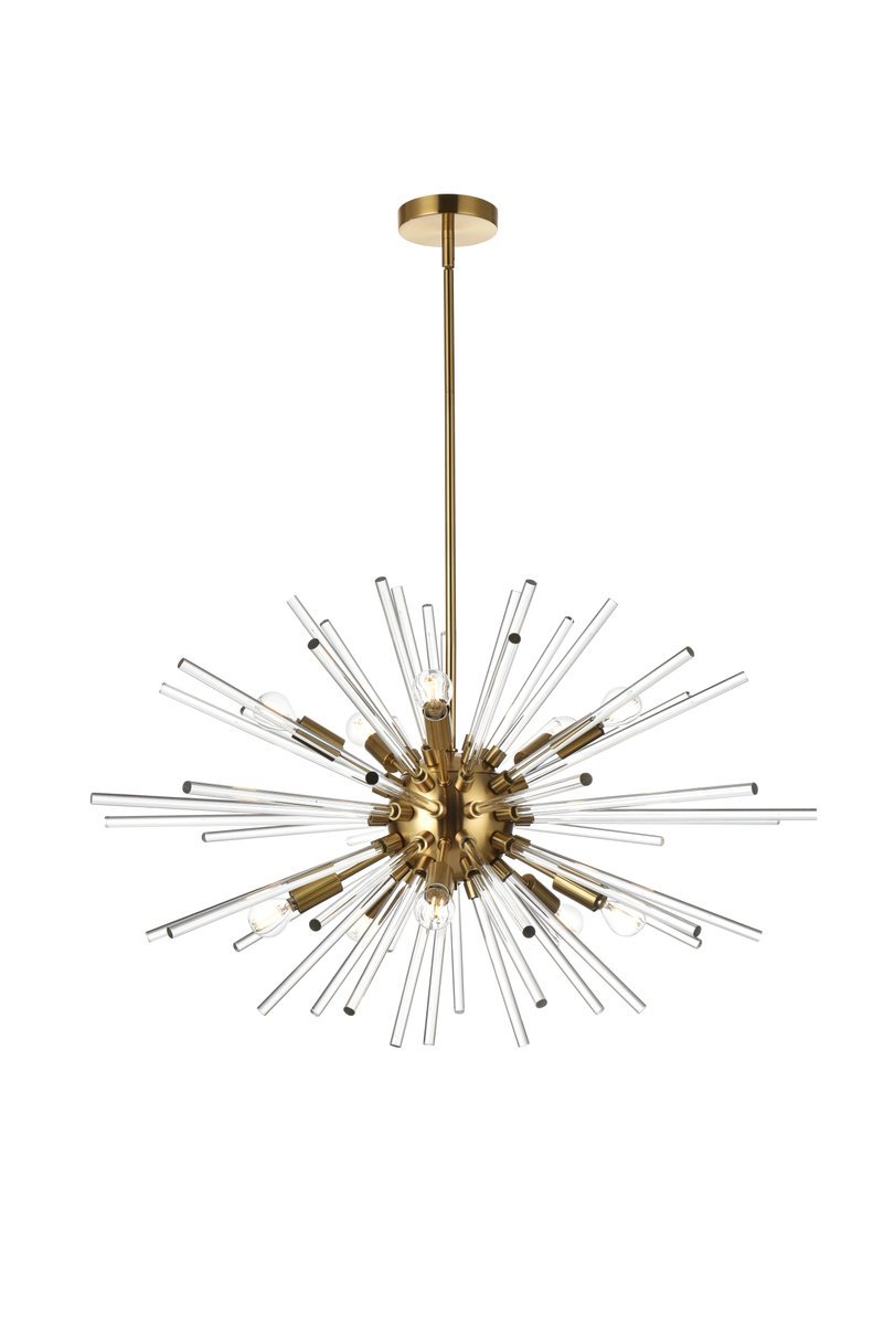 Sienna 32 Inch Crystal Rod Pendant in Gold