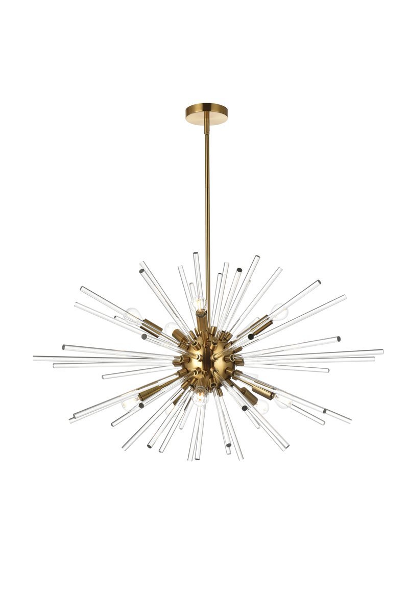 Sienna 36 Inch Crystal Rod Pendant in Gold