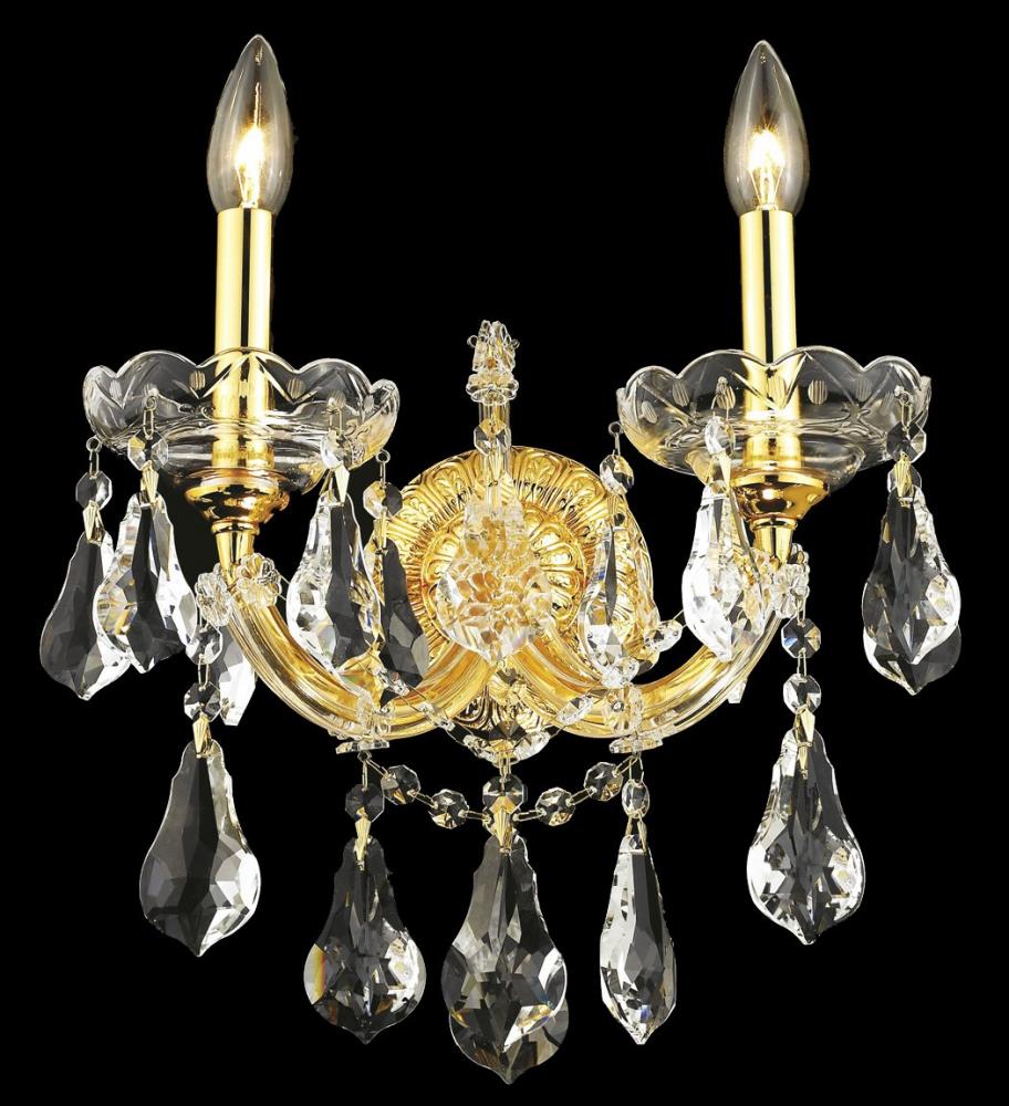Maria Theresa 2 Light Gold Wall Sconce Clear Royal Cut Crystal
