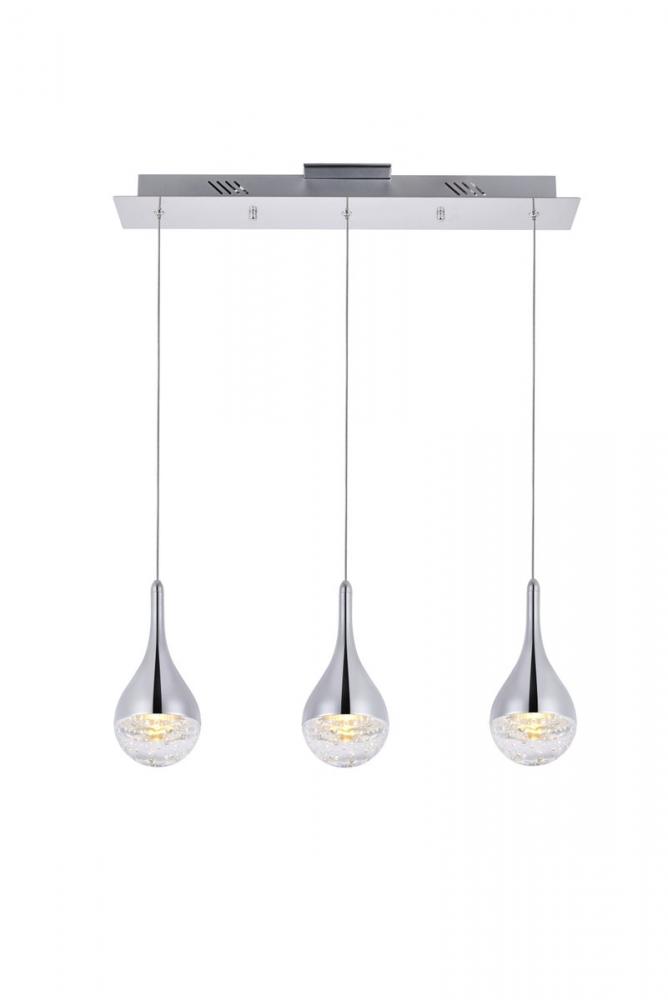 Amherst Collection LED 3-light Chandelier 24inx4inx9in Chrome Finish