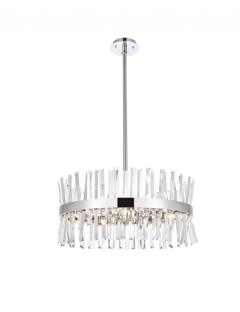 Serephina 25 Inch Crystal Round Pendant Light in Chrome