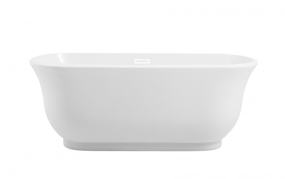 59 inch Soaking Bathtub in Glossy White with Polished White Trim