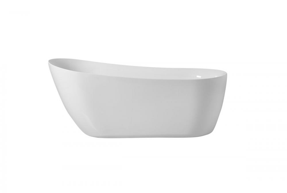 70 Inch Soaking Single Slipper Bathtub in Glossy White