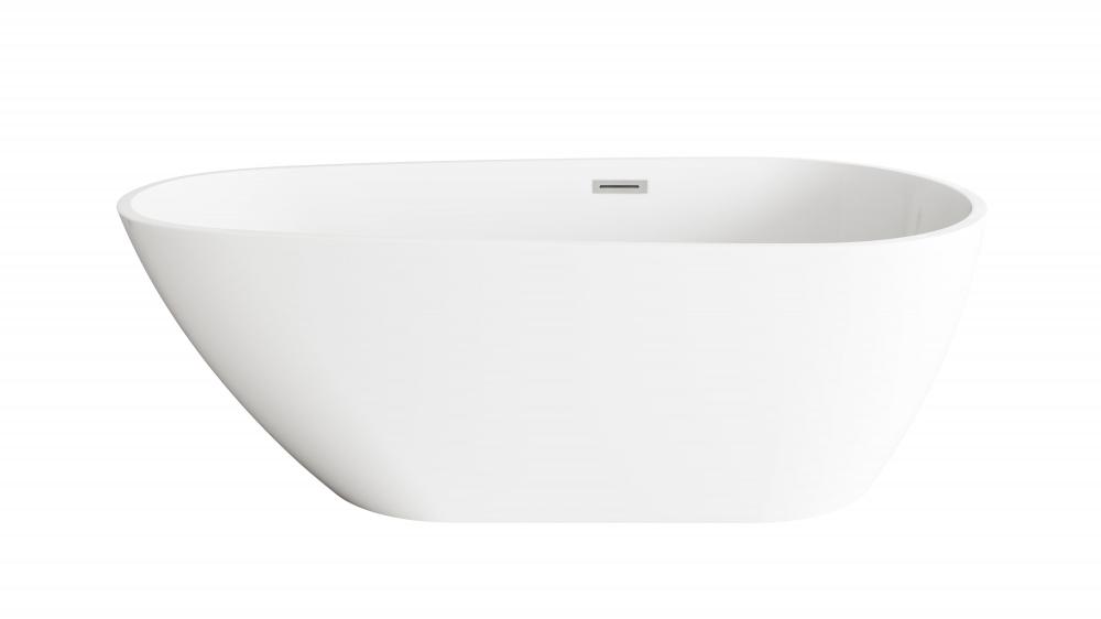 67 inch Bathtub in Glossy White with Brushed Nickel Trim