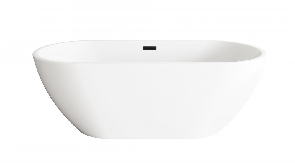 67 inch Bathtub in Glossy White with Matte Black Trim