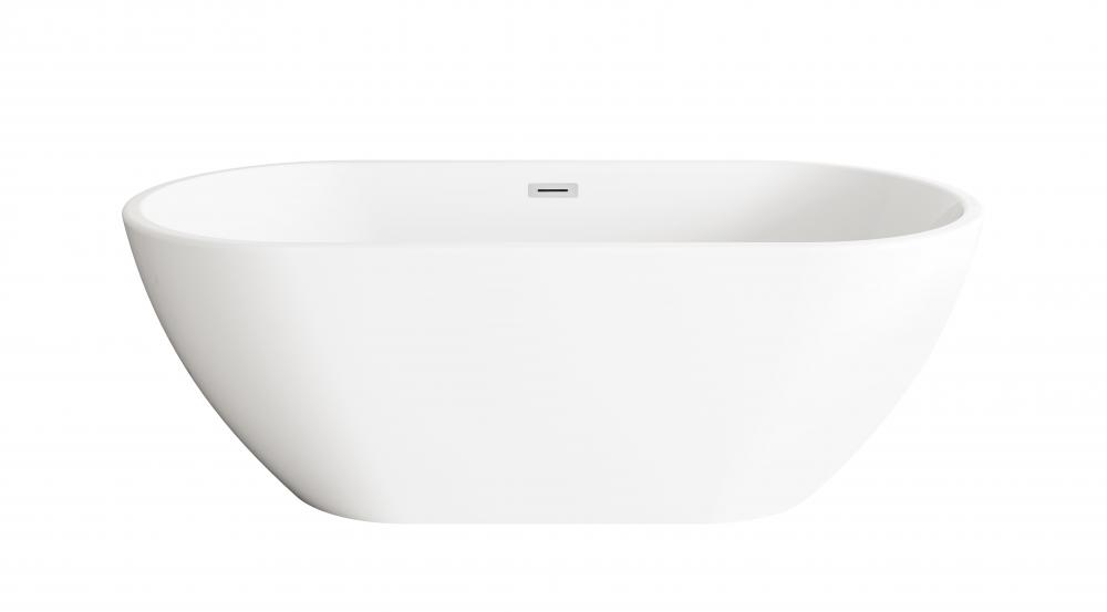 67 inch Bathtub in Glossy White with Chrome Trim