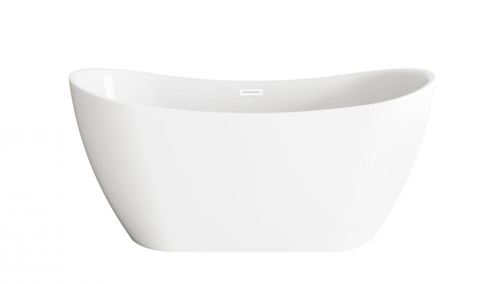 59 inch Bathtub in Glossy White with Polished White Trim