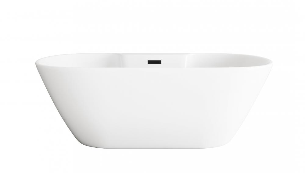 67 inch Bathtub in Glossy White with Matte Black Trim