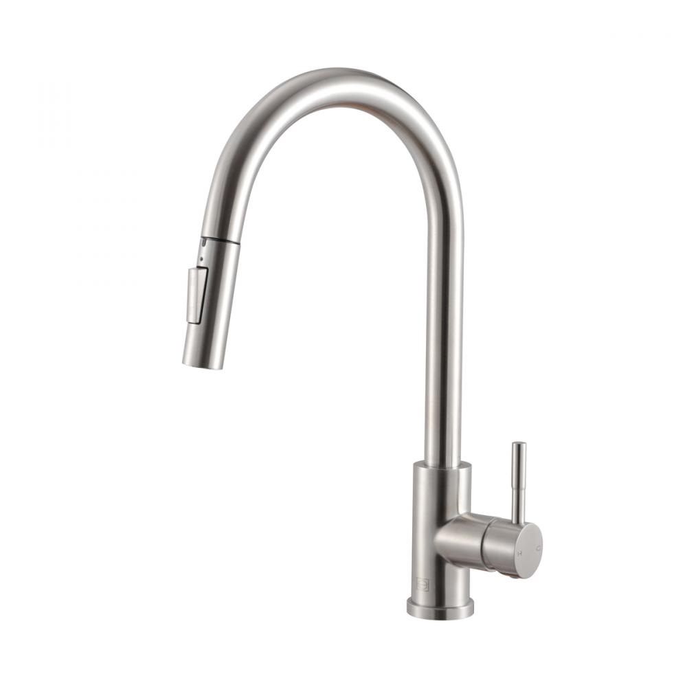 Jack Single Handle Pull Down Sprayer Kitchen Faucet in Brushed Nickel