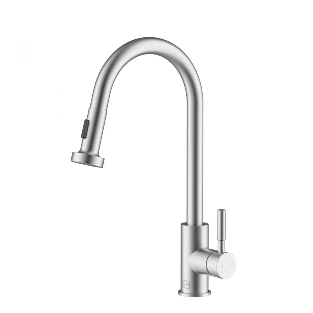 Sem Single Handle Pull Down Sprayer Kitchen Faucet in Brushed Nickel