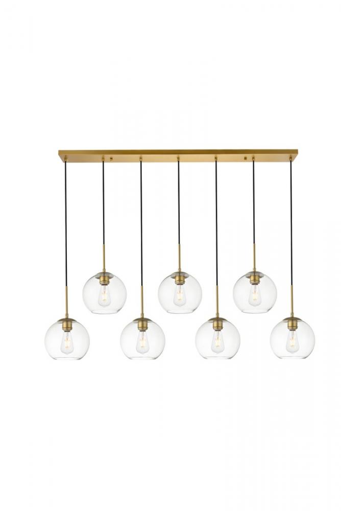Baxter 7 Lights Brass Pendant with Clear Glass