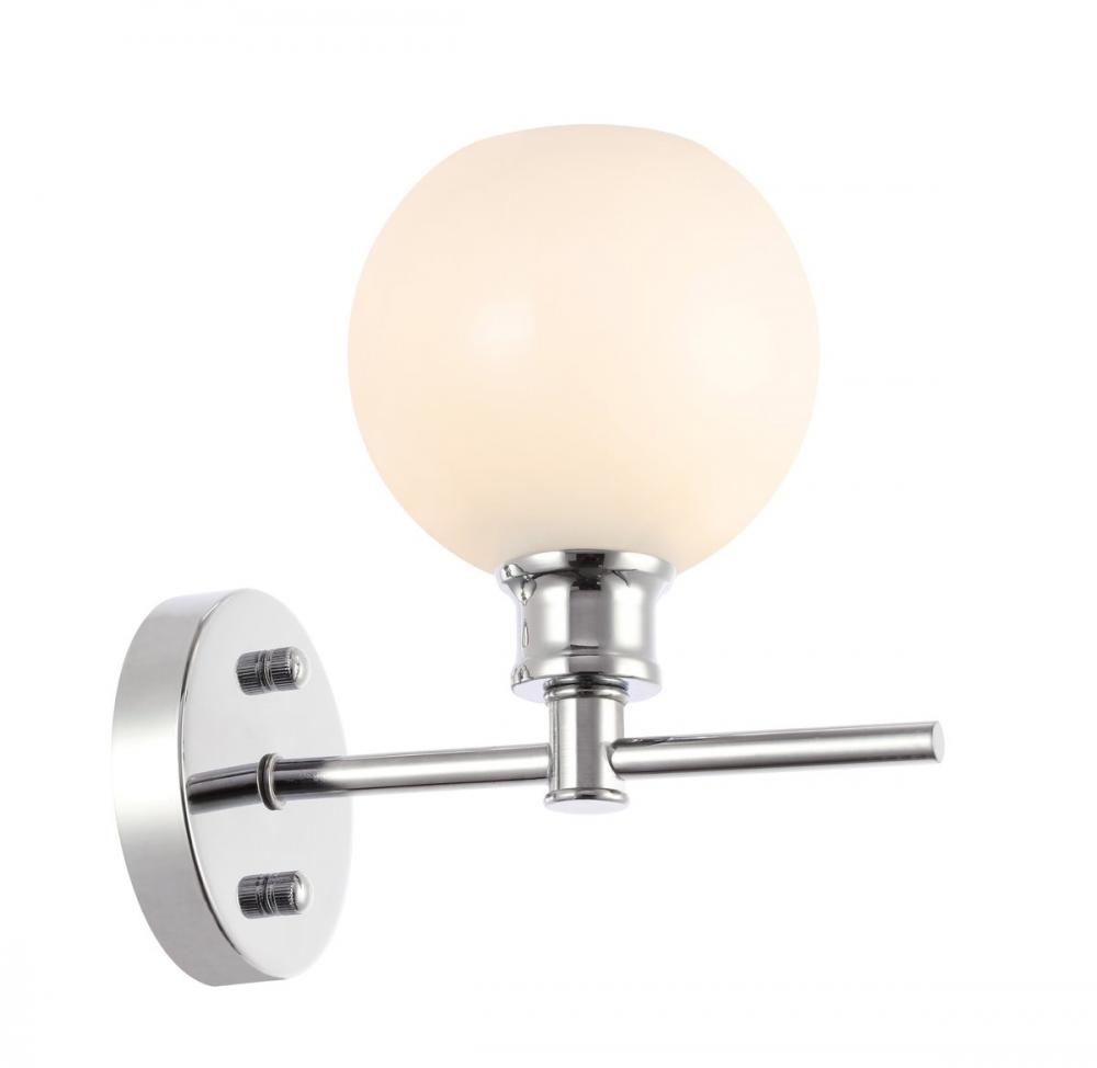 Collier 1 Light Chrome and Frosted White Glass Wall Sconce