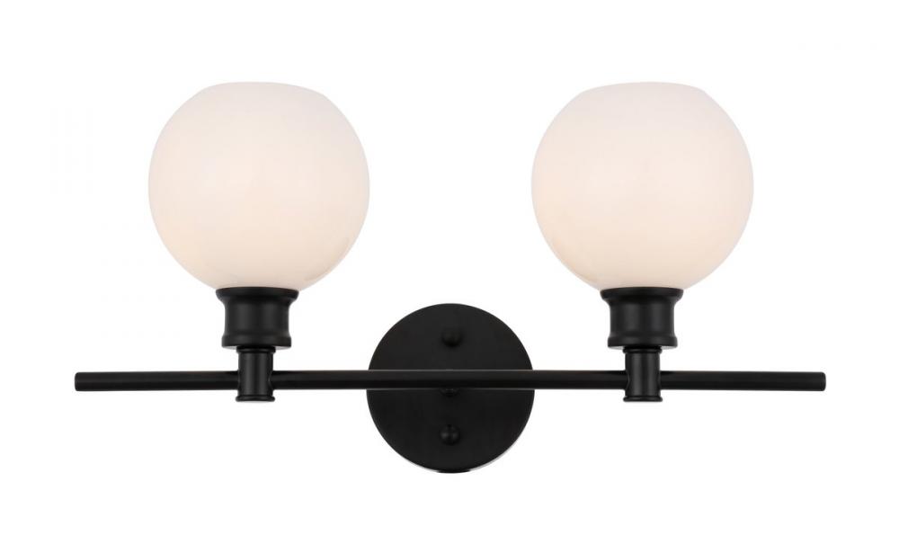Collier 2 Light Black and Frosted White Glass Wall Sconce
